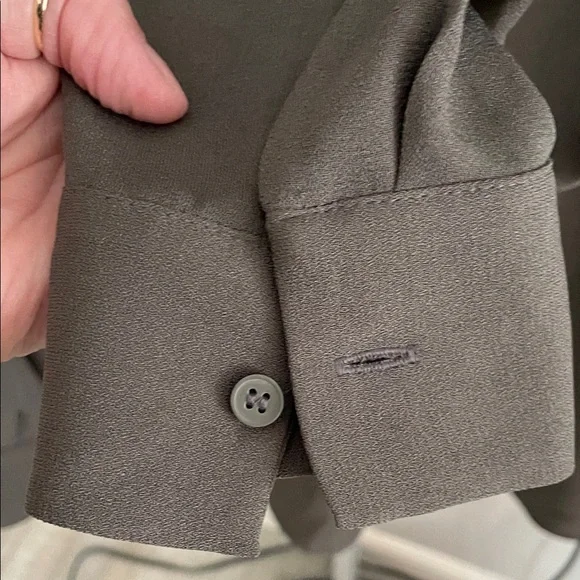 Halogen Women's Dark Olive Polyester Button Down Blouse - Picture 7 of 8